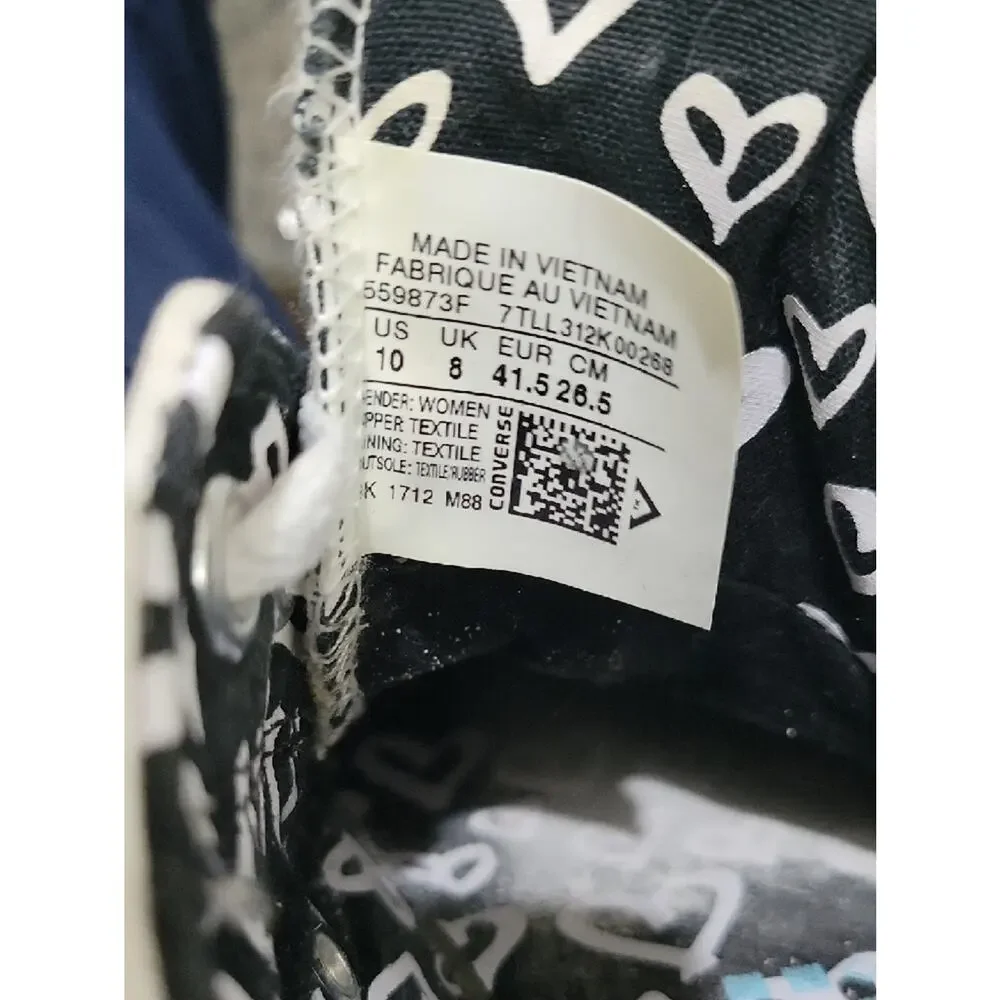 Converse All-Star Cream Canvas Sneakers, Heart Lining, Womens Sz 10, Streetwear - Picture 4 of 11